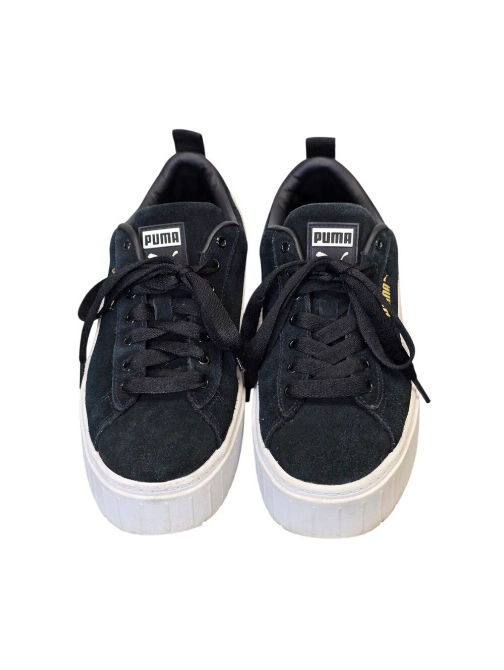 Puma Women's 7.5 Mayze Black Suede Platform Sneakers - Picture 2 of 11